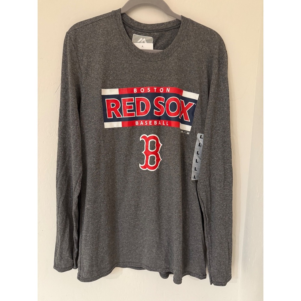 Boston Red Sox Men's Majestic Baseball Logo Long -Sleeve T-Shirt -Size Large-NWT